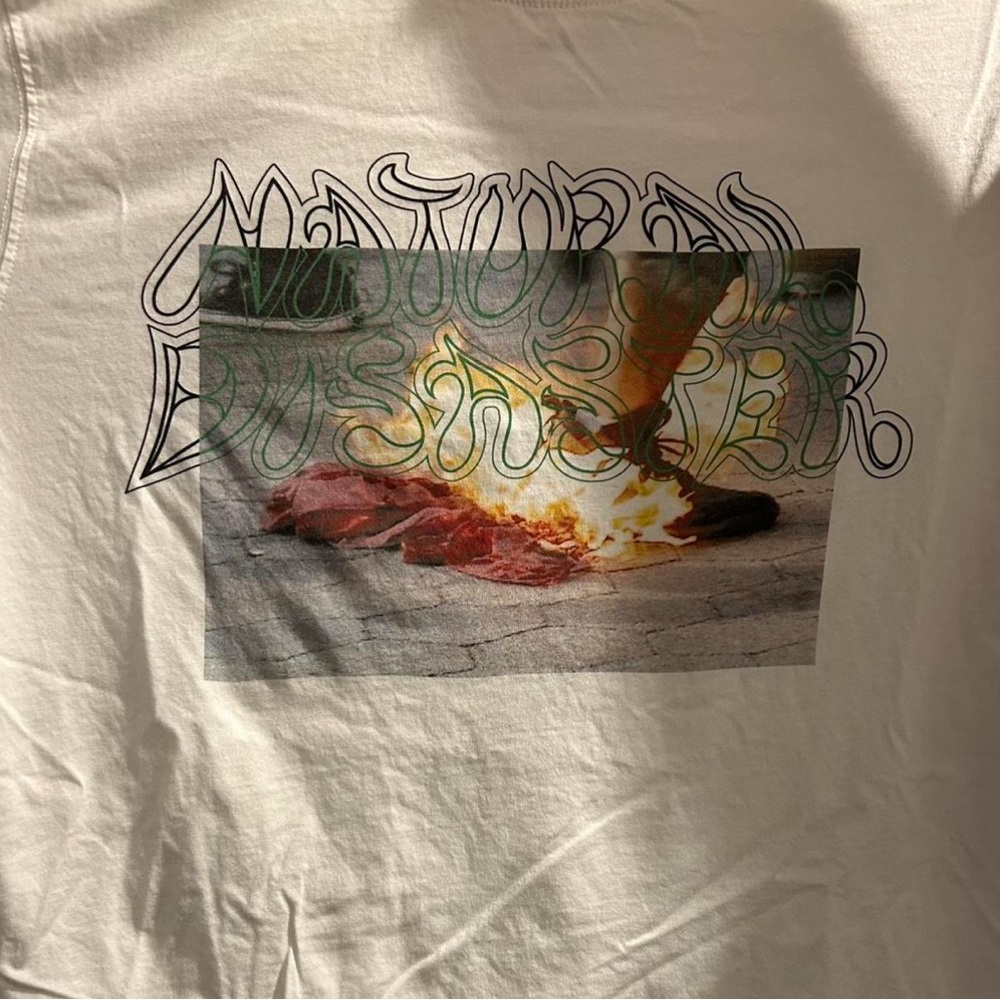 Heron Preston White Tee with Artistic Patch
